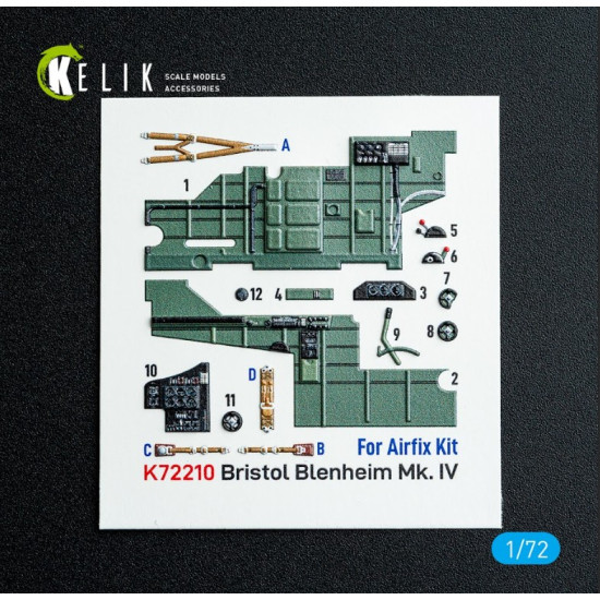 Kelik K72210 1/72 Bristol Blenheim Mk.iv - Interior 3d Decals For Airfix Kit