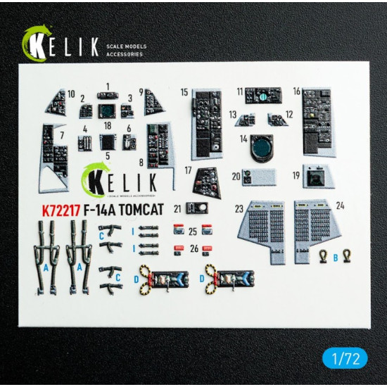 Kelik K72217 1/72 F-14a Tomcat - Interior 3d Decals For Hobbyboss Kit