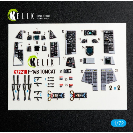 Kelik K72218 1/72 F-14b Tomcat - Interior 3d Decals For Hobbyboss Kit