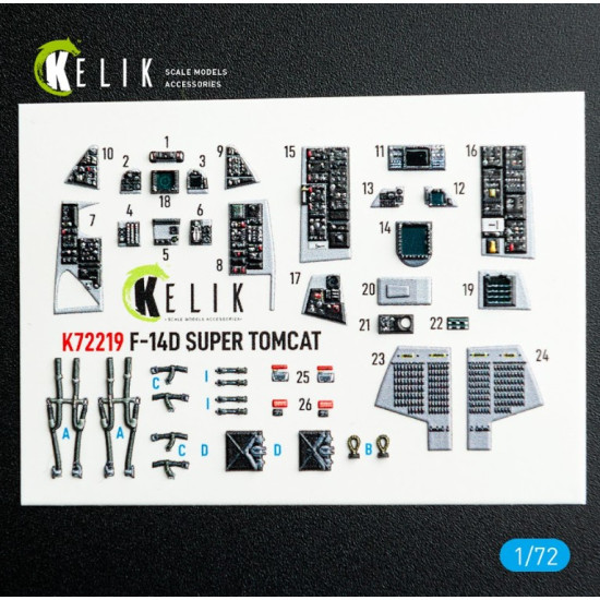 Kelik K72219 1/72 F-14d Super Tomcat - Interior 3d Decals For Hobbyboss Kit