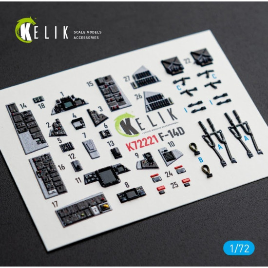Kelik K72221 1/72 F-14d Super Tomcat - Interior 3d Decals For Academy Kit