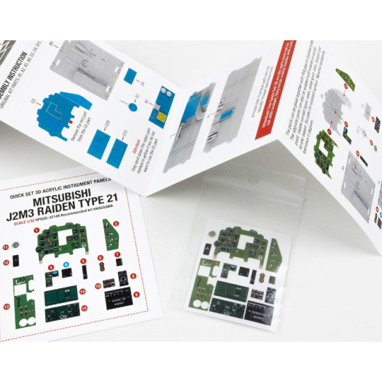 Red Fox Qs32149 1/32 Mitsubishi J2m3 Raiden Type 21 3d Acrylic Instrument Panel