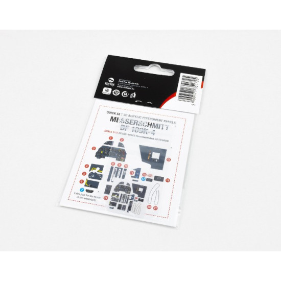 Red Fox Qs48023 1/48 Messerschmitt Bf 109k-4 3d Acrylic Instrument Panel