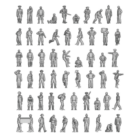 Ion Models Bs700-001 1/700 18-19th Century Deck Crew 3d Printed Resin 91 Figures