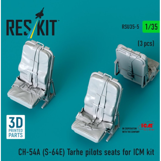 Reskit Rsu35-0005 1/35 Ch-54a S-64e Tarhe Pilots Seats For Icm Kit 3 Pcs 3d Printed
