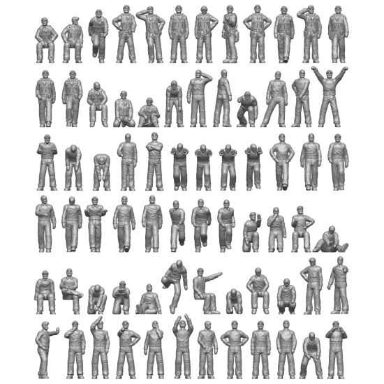 Ion Models U200-002 1/200 Us Navy Carrier Personel And Pilots 3d Printed Resin 72 Figures