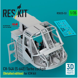 Reskit Rsu35-0053 1/35 Ch-54a S-64e Tarhe Cockpit Detailed Edition For Icm Kit 3d Printed