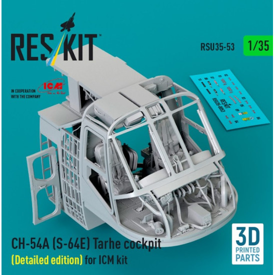 Reskit Rsu35-0053 1/35 Ch-54a S-64e Tarhe Cockpit Detailed Edition For Icm Kit 3d Printed