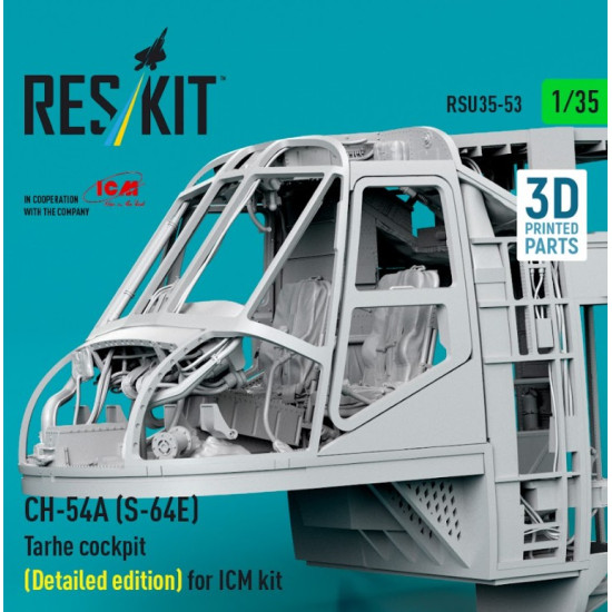 Reskit Rsu35-0053 1/35 Ch-54a S-64e Tarhe Cockpit Detailed Edition For Icm Kit 3d Printed