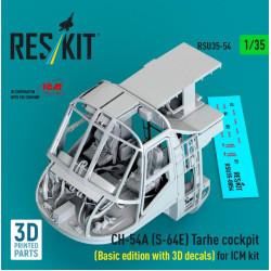 Reskit Rsu35-0054 1/35 Ch-54a S-64e Tarhe Cockpit Basic Edition With 3d Decals For Icm Kit 3d Printed