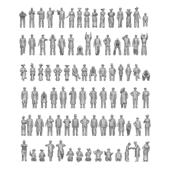 Ion Models Cv350-001 1/350 20th Century Civilians 3d Printed Resin 76 Figures