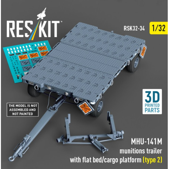Reskit Rsk32-0034 1/32 Mhu-141m Munitions Trailer With Flat Bed/Cargo Platform Type 2 3d Printed Model Kit