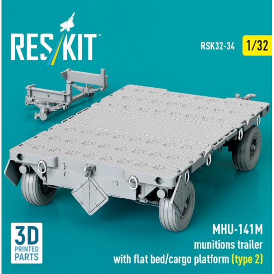 Reskit Rsk32-0034 1/32 Mhu-141m Munitions Trailer With Flat Bed/Cargo Platform Type 2 3d Printed Model Kit