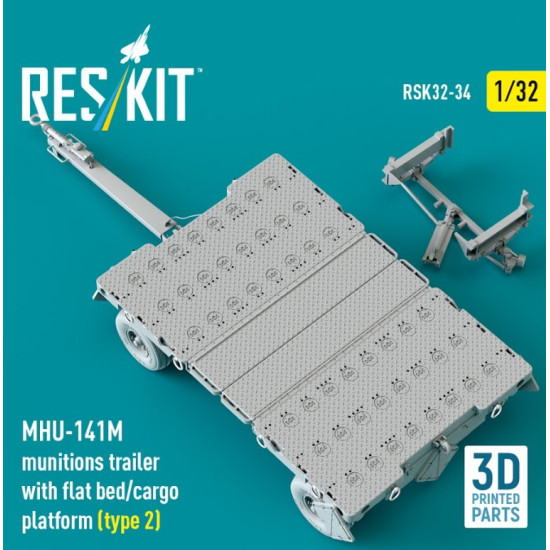 Reskit Rsk32-0034 1/32 Mhu-141m Munitions Trailer With Flat Bed/Cargo Platform Type 2 3d Printed Model Kit