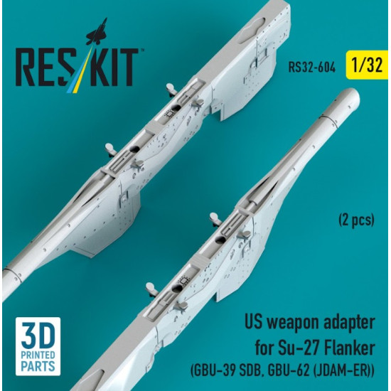 Reskit Rs32-0604 1/32 Us Weapon Adapter For Su-27 Flanker 2 Pcs Gbu-39 Sdb Gbu-62 Jdam-er 3d Printed