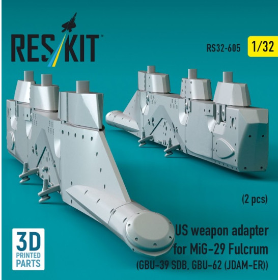 Reskit Rs32-0605 1/32 Us Weapon Adapter For Mig-29 Fulcrum 2pcs Gbu-39 Sdb Gbu-62 Jdam-er 3d Printed