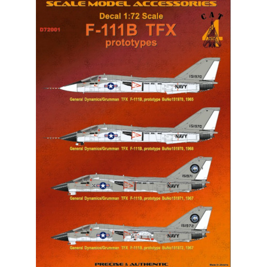 Cat4-d72001 1/72 F-111b Navy 151970/71/72 Decal For Aircraft