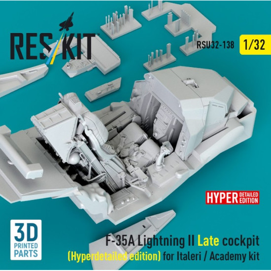 Reskit Rsu32-0138 1/32 F-35a Lightning Ii Late Cockpit Hyperdetailed Edition For Italeri / Academy Kit 3d Printed