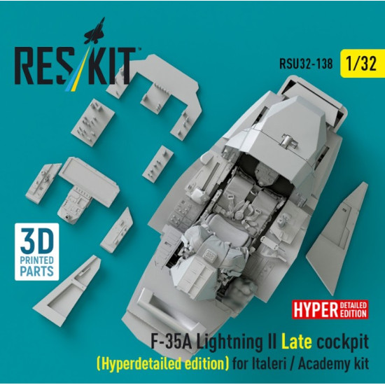 Reskit Rsu32-0138 1/32 F-35a Lightning Ii Late Cockpit Hyperdetailed Edition For Italeri / Academy Kit 3d Printed