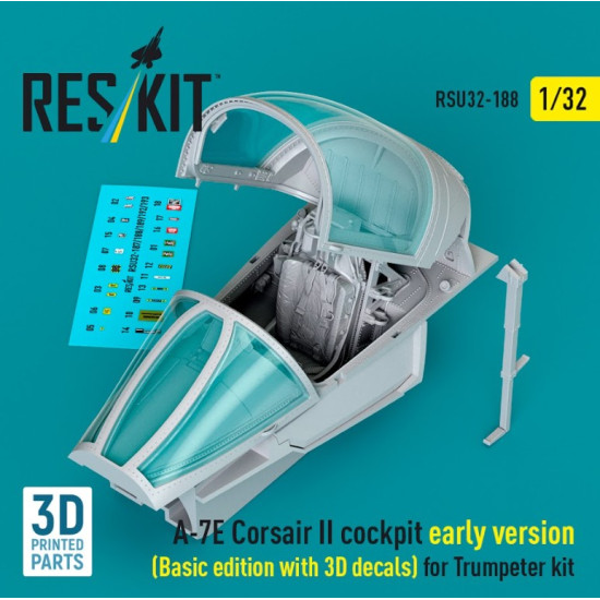 Reskit Rsu32-0188 1/32 A-7e Corsair Ii Early Cockpit Basic Edition With 3d Decals For Trumpeter Kit 3d Printed
