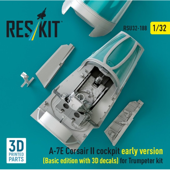 Reskit Rsu32-0188 1/32 A-7e Corsair Ii Early Cockpit Basic Edition With 3d Decals For Trumpeter Kit 3d Printed