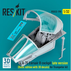 Reskit Rsu32-0190 1/32 A-7e Corsair Ii Late Cockpit Basic Edition With 3d Decals For Trumpeter Kit 3d Printed