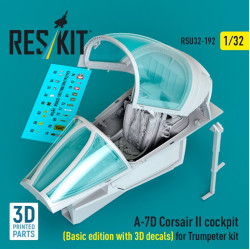 Reskit Rsu32-0192 1/32 A-7d Corsair Ii Cockpit Basic Edition With 3d Decals For Trumpeter Kit 3d Printed
