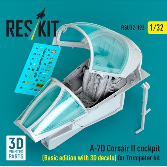 Reskit Rsu32-0192 1/32 A-7d Corsair Ii Cockpit Basic Edition With 3d Decals For Trumpeter Kit 3d Printed