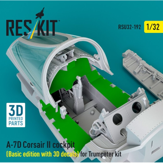 Reskit Rsu32-0192 1/32 A-7d Corsair Ii Cockpit Basic Edition With 3d Decals For Trumpeter Kit 3d Printed