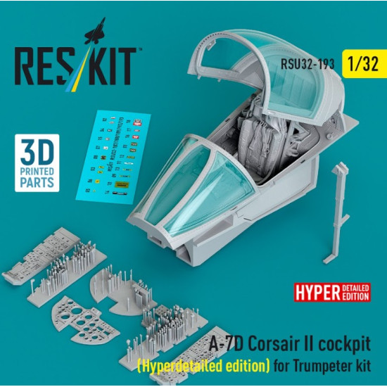 Reskit Rsu32-0193 1/32 A-7d Corsair Ii Cockpit Hyperdetailed Edition For Trumpeter Kit 3d Printed