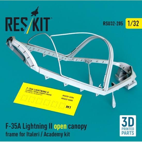 Reskit Rsu32-0205 1/32 F-35A Lightning II open canopy frame for Italeri Academy kit 3D Printed