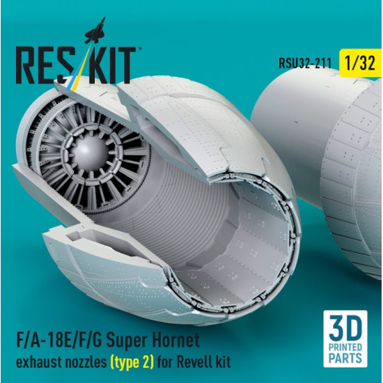 Reskit Rsu32-0211 1/32 F/A-18e/F/G Super Hornet Exhaust Nozzles Type 2 For Revell Kit 3d Printed