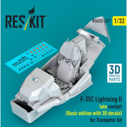 Reskit Rsu32-0227 1/32 F-35c Lightning Ii Late Cockpit Basic Edition With 3d Decals For Trumpeter Kit 3d Printed