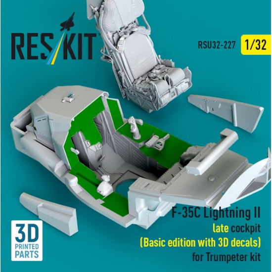 Reskit Rsu32-0227 1/32 F-35c Lightning Ii Late Cockpit Basic Edition With 3d Decals For Trumpeter Kit 3d Printed