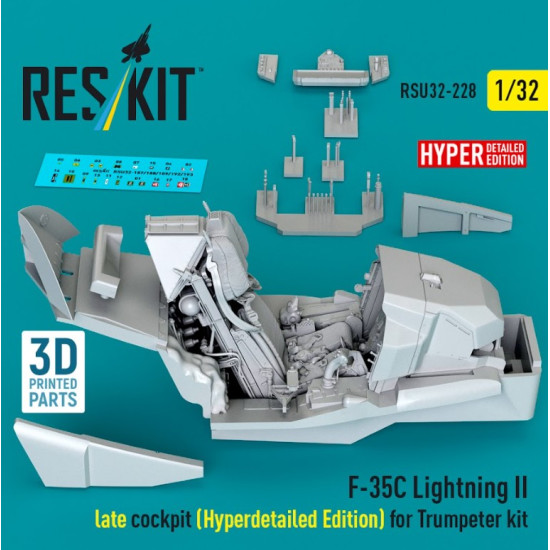 Reskit Rsu32-0228 1/32 F-35c Lightning Ii Late Cockpit Hyperdetailed Edition For Trumpeter Kit 3d Printed
