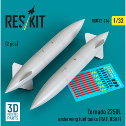Reskit Rsu32-0236 1/32 Tornado 2250l Underwing Fuel Tanks Raf Rsaf 2 Pcs 3d Printed