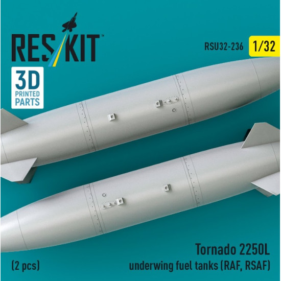 Reskit Rsu32-0236 1/32 Tornado 2250l Underwing Fuel Tanks Raf Rsaf 2 Pcs 3d Printed