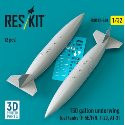 Reskit Rsu32-0240 1/32 150 Gallon Underwing Fuel Tanks F-5e F N F-20, At-3 2 Pcs 3d Printed