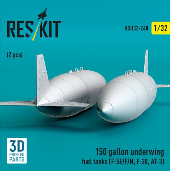Reskit Rsu32-0240 1/32 150 Gallon Underwing Fuel Tanks F-5e F N F-20, At-3 2 Pcs 3d Printed