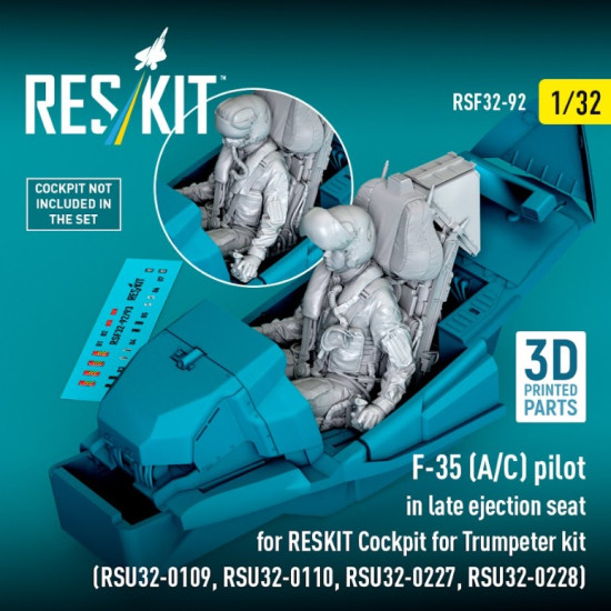 Reskit Rsf32-0092 1/32 F-35 A/C Pilot In Late Ejection Seat For Reskit Cockpit For Trumpeter Kit Rsu32-0109 Rsu32-0110 Rsu32-0227 Rsu32-0228 3d Printed