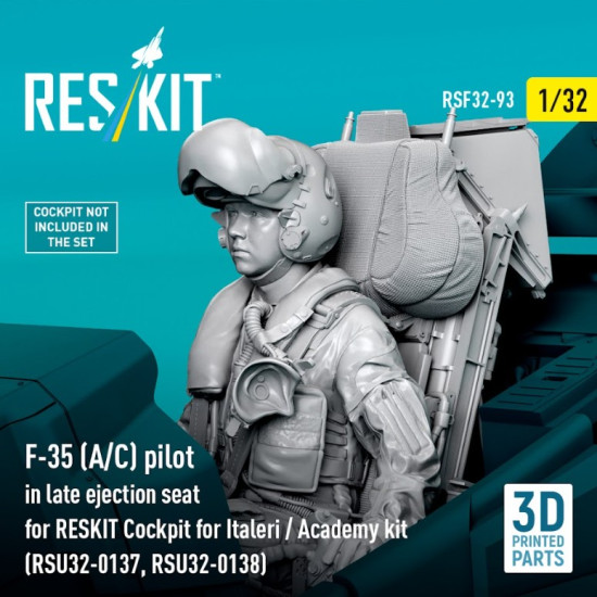 Reskit Rsf32-0093 1/32 F-35 A/C Pilot In Late Ejection Seat For Reskit Cockpit For Italeri / Academy Kit Rsu32-0137 Rsu32-0138 3d Printed