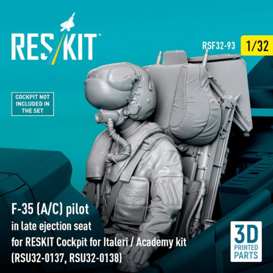 Reskit Rsf32-0093 1/32 F-35 A/C Pilot In Late Ejection Seat For Reskit Cockpit For Italeri / Academy Kit Rsu32-0137 Rsu32-0138 3d Printed