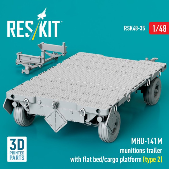Reskit Rsk48-0035 1/48 Mhu-141m Munitions Trailer With Flat Bed/Cargo Platform Type 2 3d Printed Model Kit