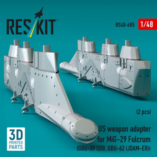 Reskit Rs48-0605 1/48 Us Weapon Adapter For Mig-29 Fulcrum 2 Pcs Gbu-39 Sdb Gbu-62 Jdam-er 3d Printed
