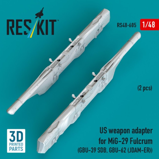 Reskit Rs48-0605 1/48 Us Weapon Adapter For Mig-29 Fulcrum 2 Pcs Gbu-39 Sdb Gbu-62 Jdam-er 3d Printed