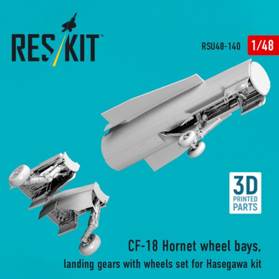 Reskit Rsu48-0140 1/48 Cf-18 Hornet Wheel Bays Landing Gears With Wheels Set For Hasegawa Kit 3d Printed