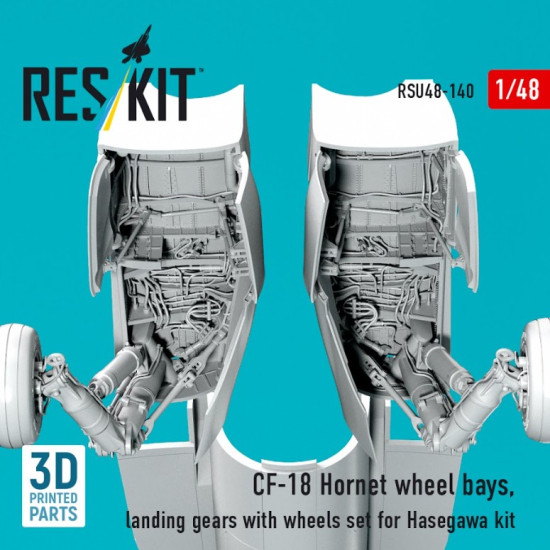 Reskit Rsu48-0140 1/48 Cf-18 Hornet Wheel Bays Landing Gears With Wheels Set For Hasegawa Kit 3d Printed
