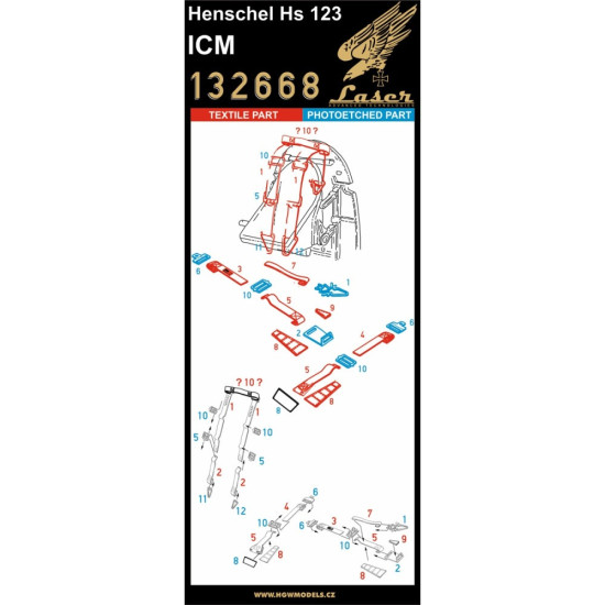 Hgw 132668 1/32 Henschel Hs 123 Seatbelts Textile And Photo-etched Parts