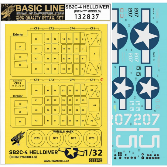 Hgw 132837 1/32 Sb2c-4 Helldiver For Infinity Models Decal And Mask