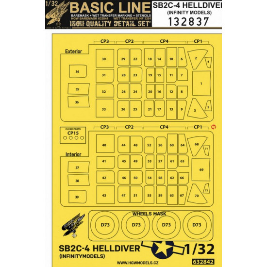 Hgw 132837 1/32 Sb2c-4 Helldiver For Infinity Models Decal And Mask